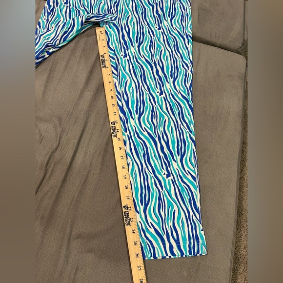 Lulu-B Blue and Green Zebra Print Elastic Waist Stretch Pants sz L - Picture 7 of 8